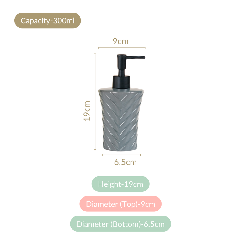 Modern Zigzag Soap Dispenser Grey 300ml