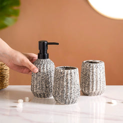 Textured Bathroom Accessories Set Of 3