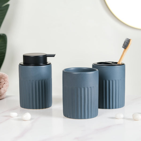 Slate Blue Ceramic Bath Set Of 3