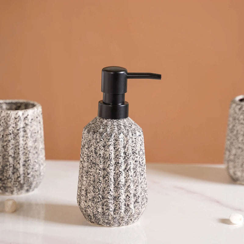 Granite Finish Ceramic Bathroom Set Of 3 Grey Matte Black