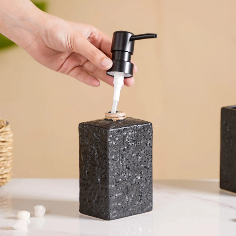 Matte Black Ceramic Bath Set Of 3