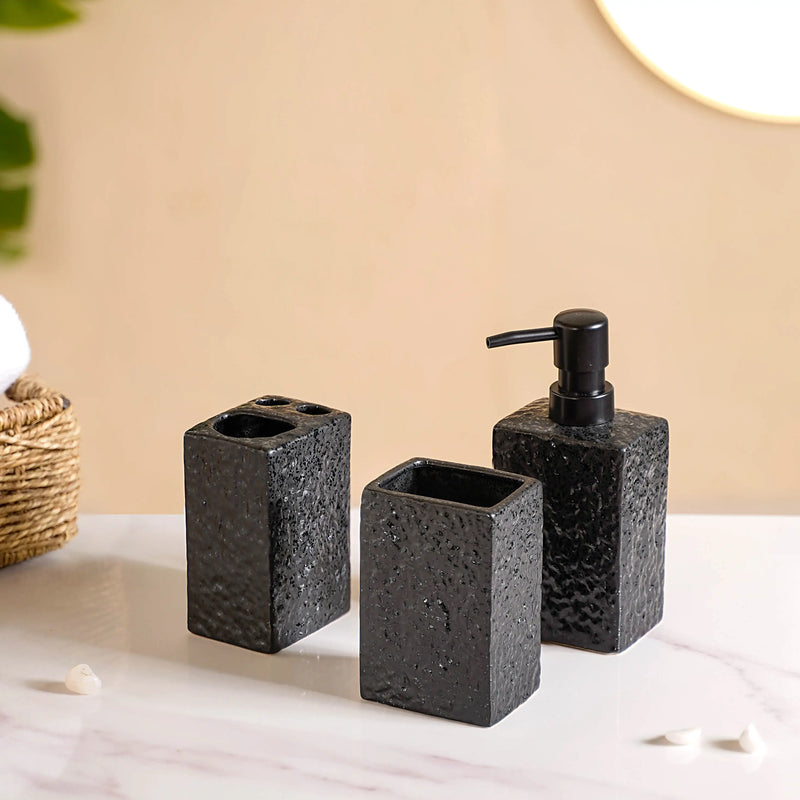 Matte Black Ceramic Bath Set Of 3