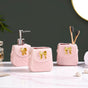 Pink Ceramic Bag Shaped Bath Set Of 3