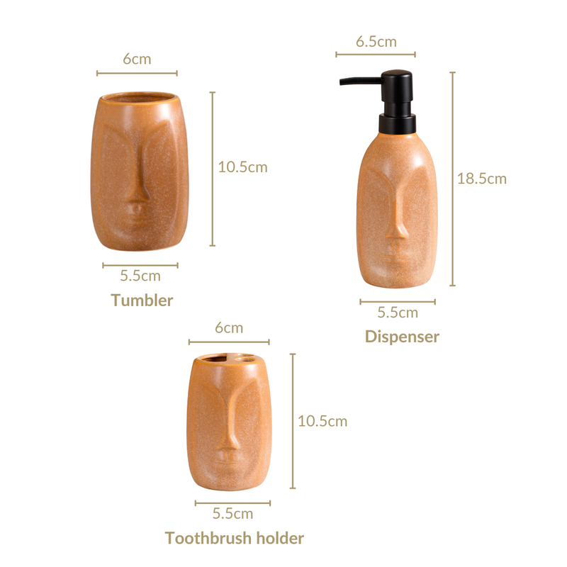 Faces Ceramic Bathroom Accessories Set Of 3