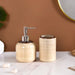 Contemporary Stoneware Bath Set Of 2 Beige And Brown