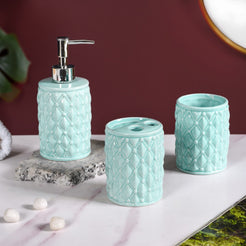 Diamond Knit Premium Bath Set Of 3 Mint