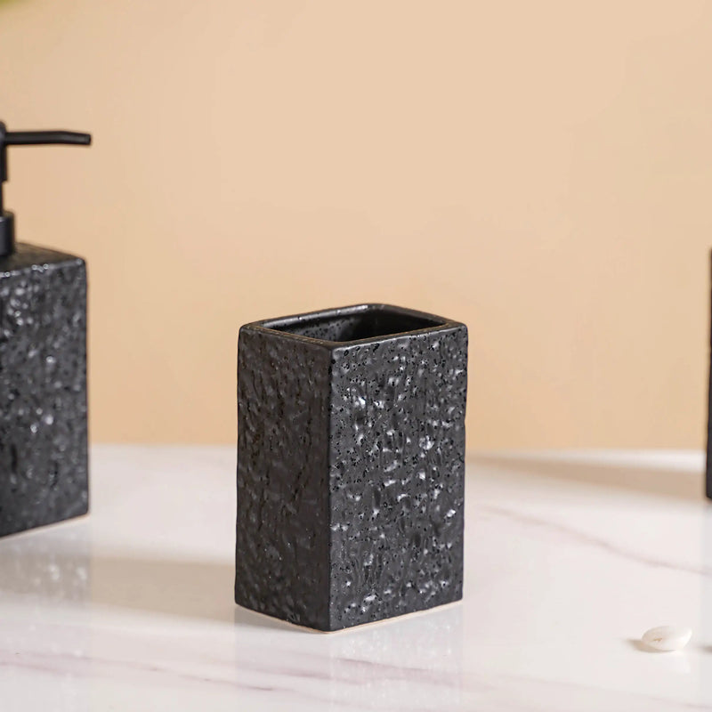 Matte Black Ceramic Bath Set Of 3