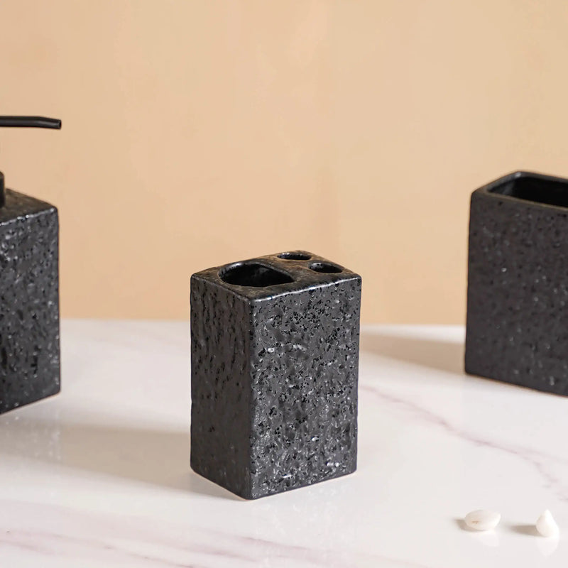 Matte Black Ceramic Bath Set Of 3