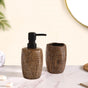Earthy Chic Ceramic Bathroom Accessories Set Of 2 Brown