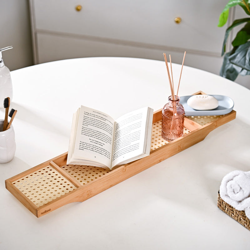 Long Bamboo Wood Bathtub Rack Tray