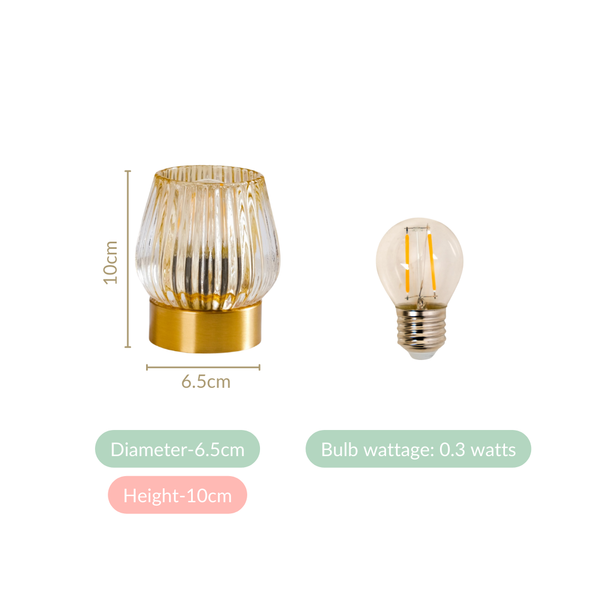 Yellow Tulip Glass Portable Lamp With Edison LED Bulb