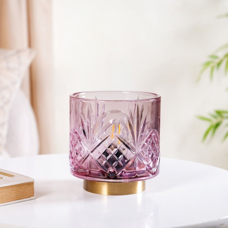 Purple Soda Lime Glass Desk Lamp With Edison Bulb