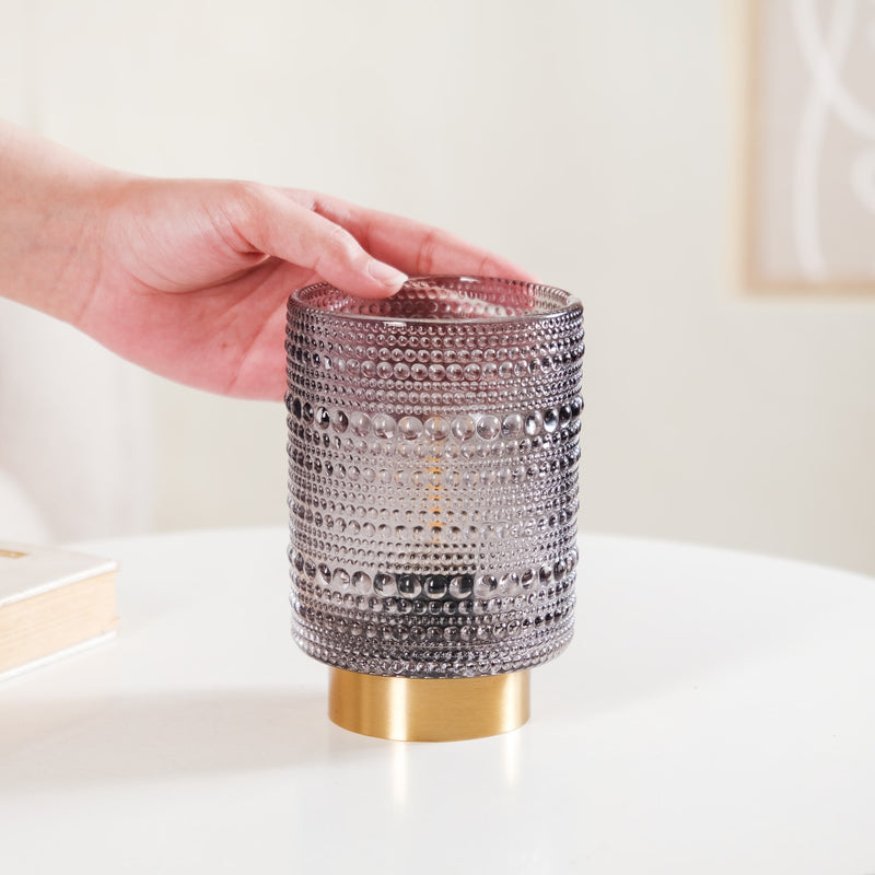 Grey Tinted Glass Desk Lamp With Edison LED Bulb