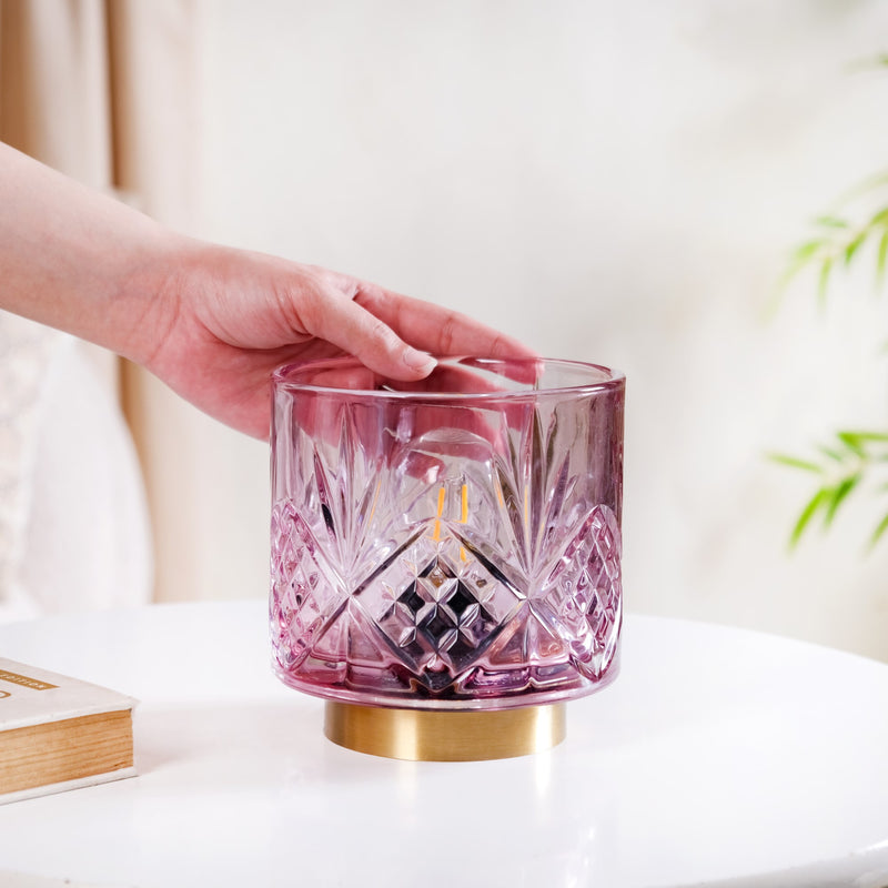 Purple Soda Lime Glass Desk Lamp With Edison Bulb