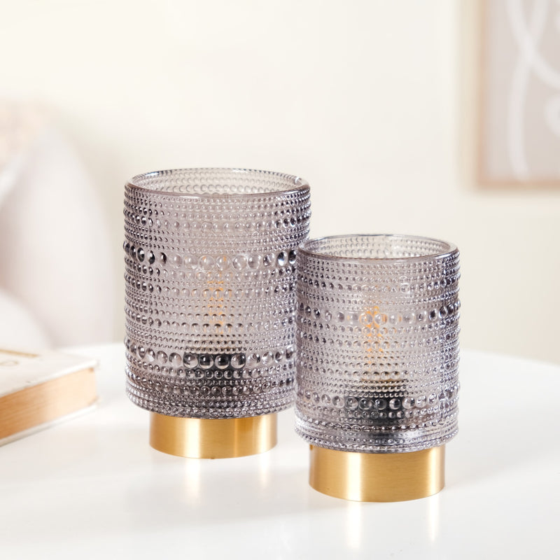 Grey Tinted Glass Desk Lamp With Edison LED Bulb