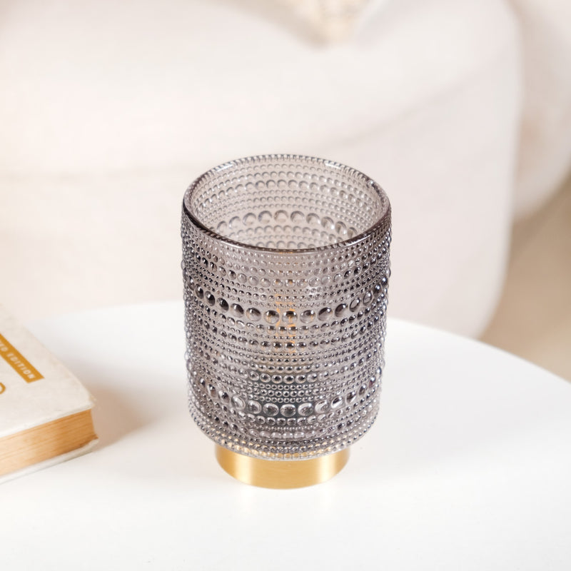 Grey Tinted Glass Desk Lamp With Edison LED Bulb