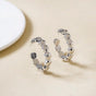 Beaded Chain Link Silver Hoop Earrings