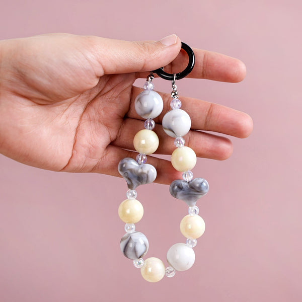 Marble Design Beaded Charms Keychain