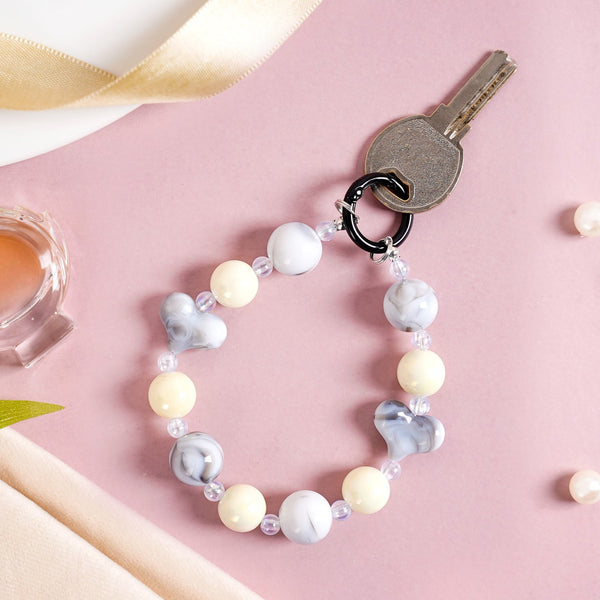 Marble Design Beaded Charms Keychain