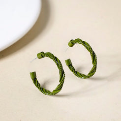 Beaded Green Hoop Earrings