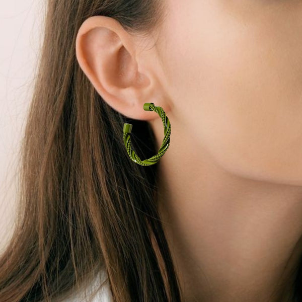 Beaded Green Hoop Earrings