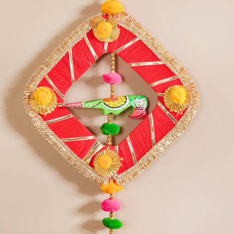 Festive Bell Multicolour Wall Hanging Set of 2- Handmade Wall Hanging, Multicolour Wall Decor, Wall Hangings Set ,Woolen Wall Art, Wall Hanging Set