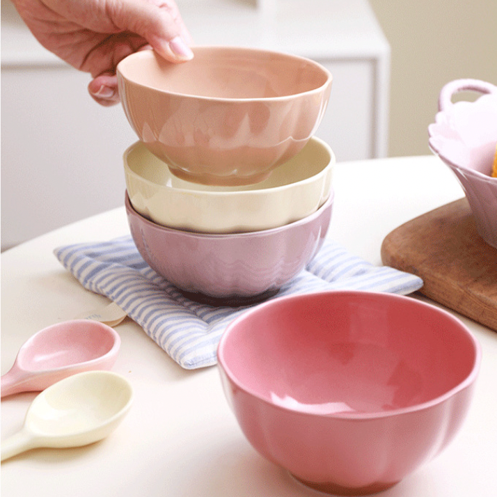 Pastel Gloss Finish Ceramic Bowl Set Of 4 400ml - Snack bowls, ceramic bowls, small bowls, ice cream bowls, ceramic serving bowls