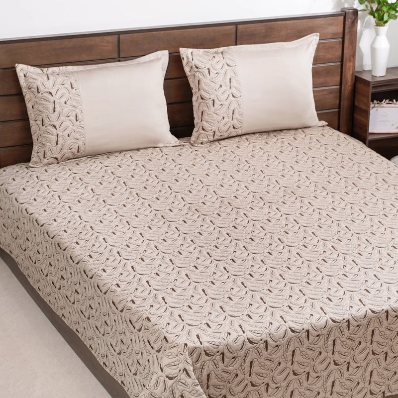 Premium King Size Bed Cover Beige