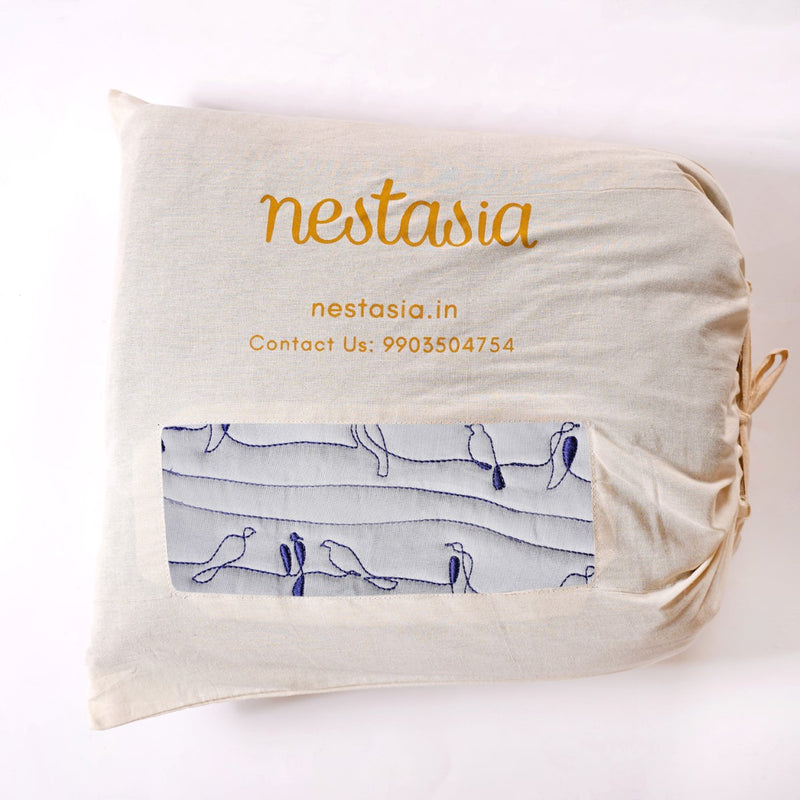 Pure Cotton Quilted King Size Bed Cover Grey