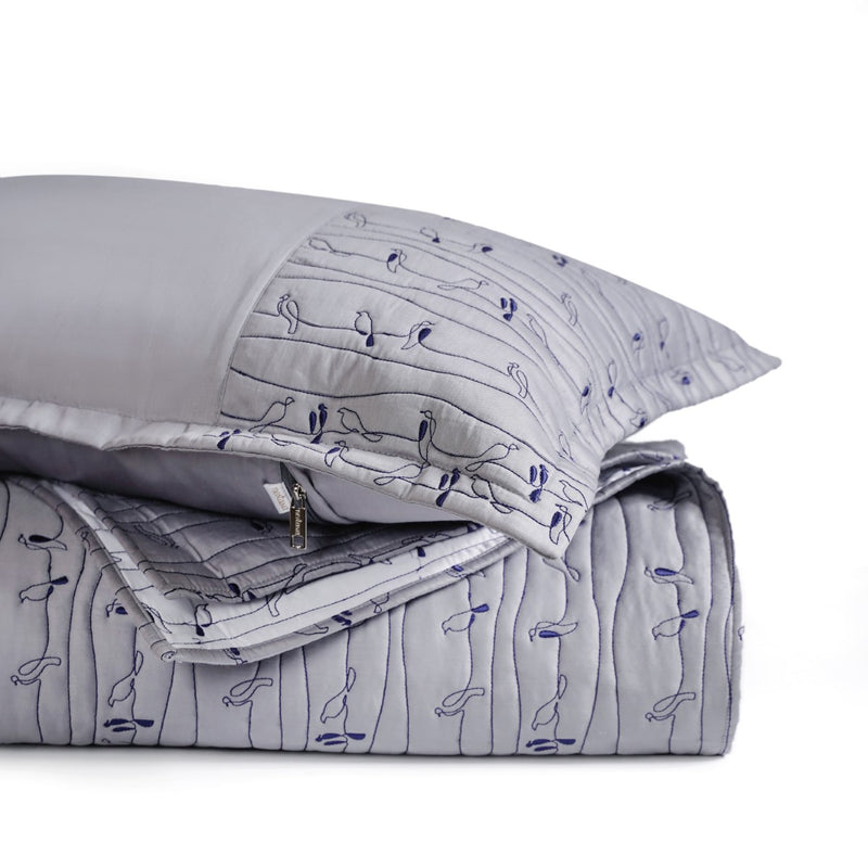 Pure Cotton Quilted King Size Bed Cover Grey