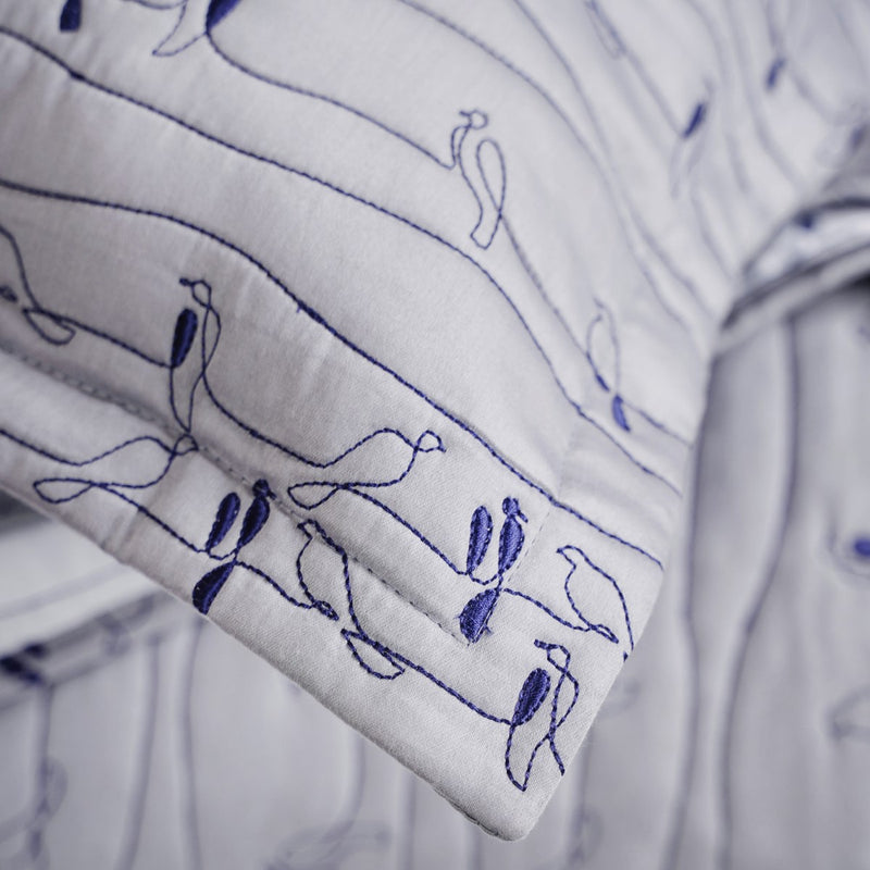 Pure Cotton Quilted King Size Bed Cover Grey