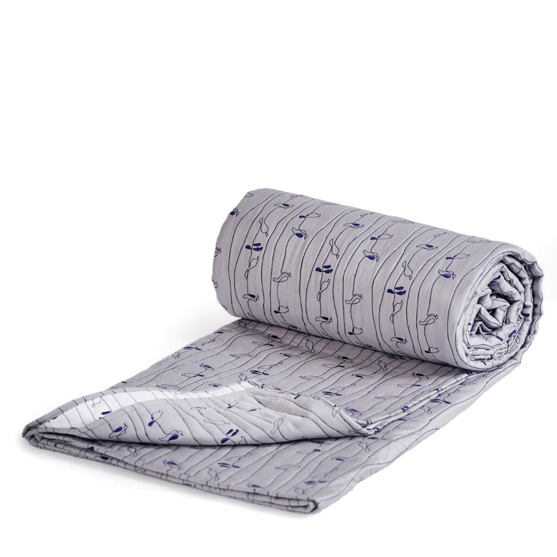 Pure Cotton Quilted King Size Bed Cover Grey