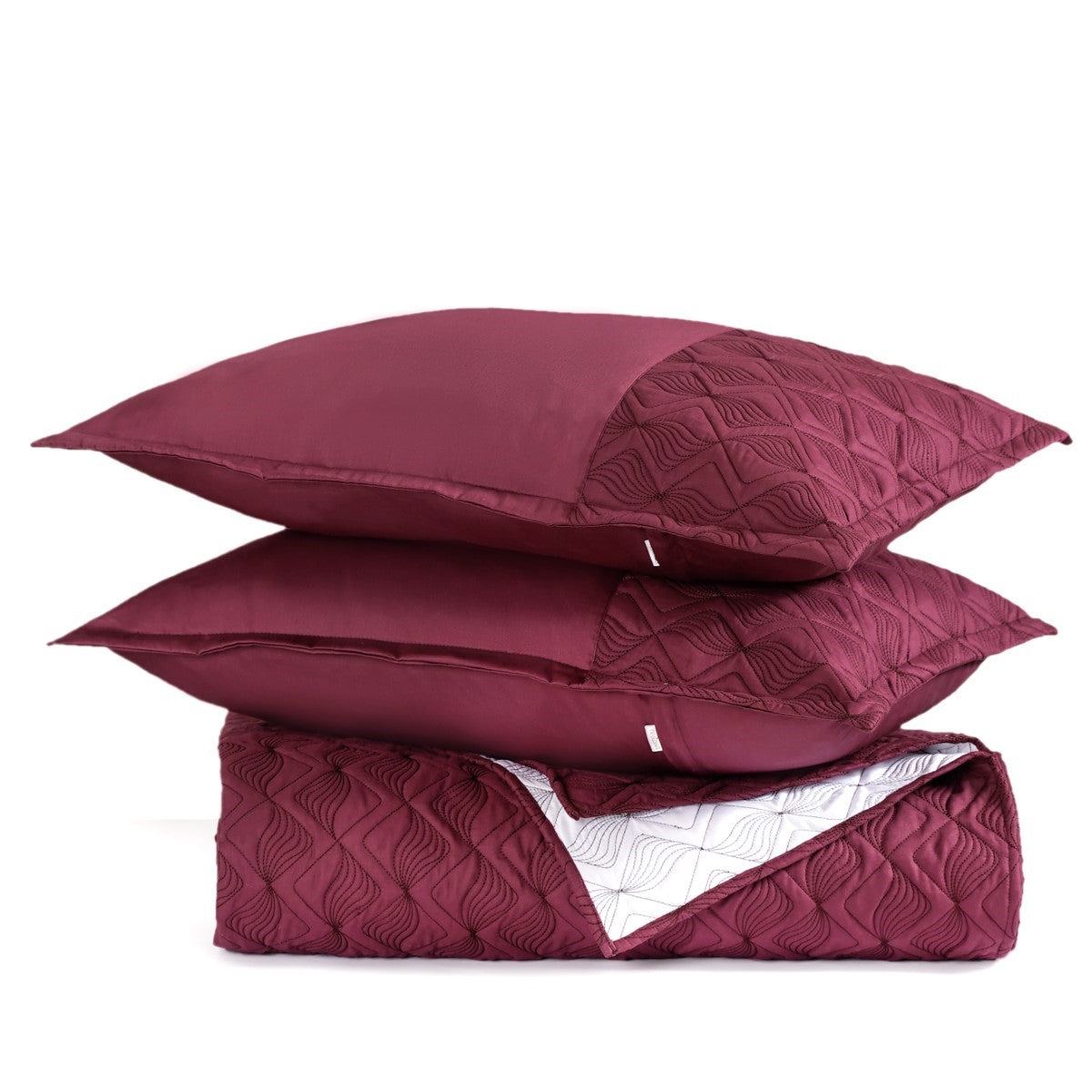 Maroon Cotton Embroidered Bed Cover And Pillow Covers Set Of 3