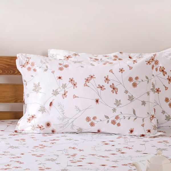 Red Floral Printed Pure Cotton Bedding Set 180 Thread Count King Size 275x275 cm