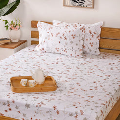 Red Floral Printed Cotton Bedding Set