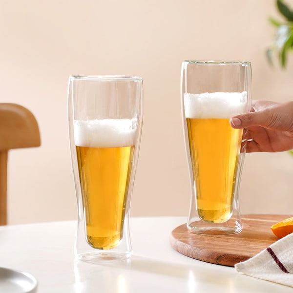 Double Wall Tall Beer Glass Set Of 2 750ml