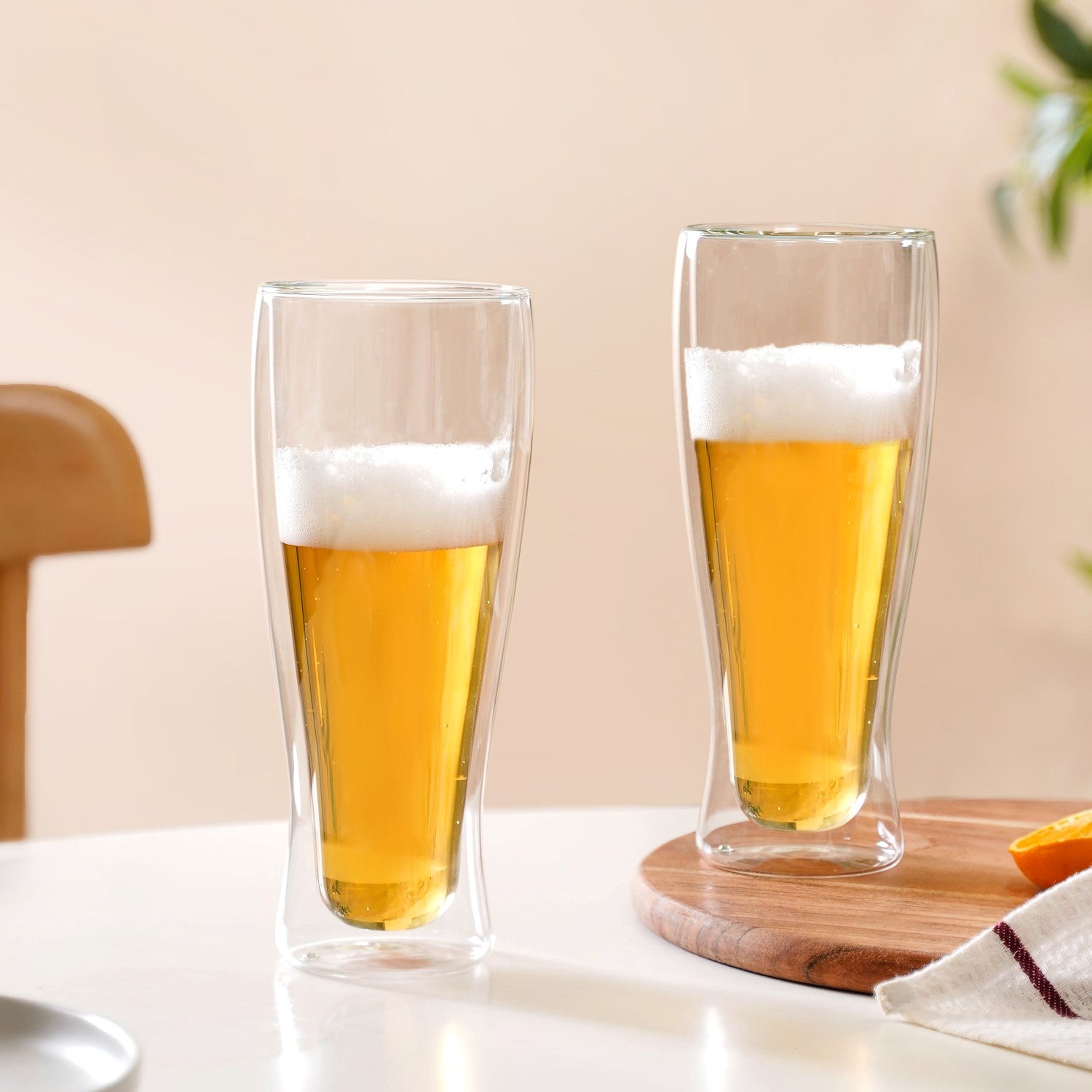 Double Wall Tall Beer Glass Set Of 2 750ml Online - Premium Beer Glass ...