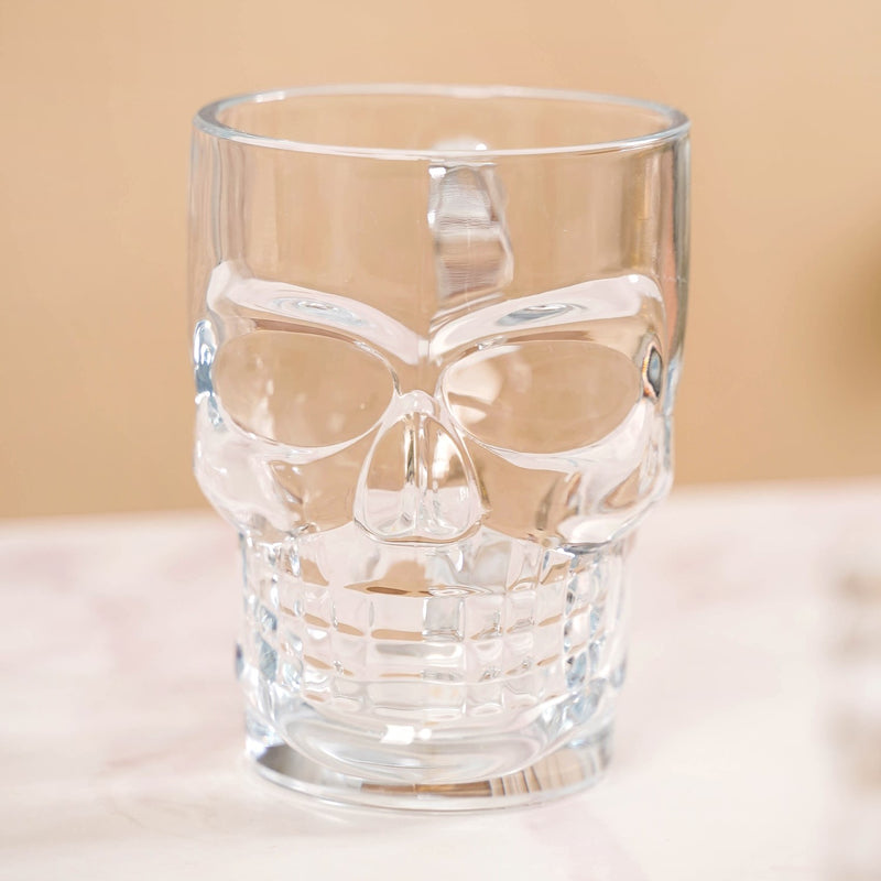 Set Of 4 Transparent Spooky Skull Beer Mugs 500ml