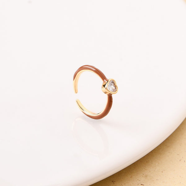 Brown And Gold Heart Ring