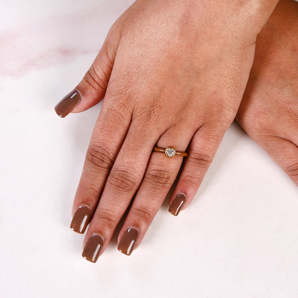 Brown And Gold Heart Ring