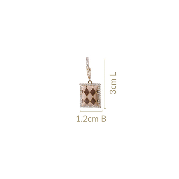 Brown And Beige Venice Checkerboard Drop Earrings