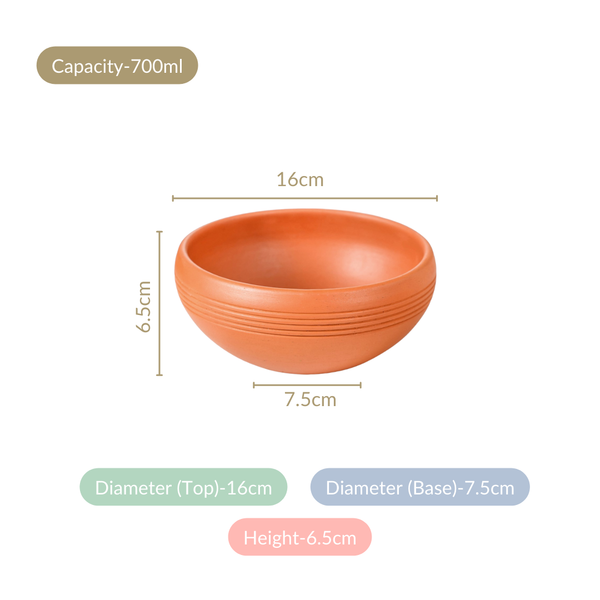 Bengal Clay Terracotta Large Serving Bowls Set Of 2 700ml