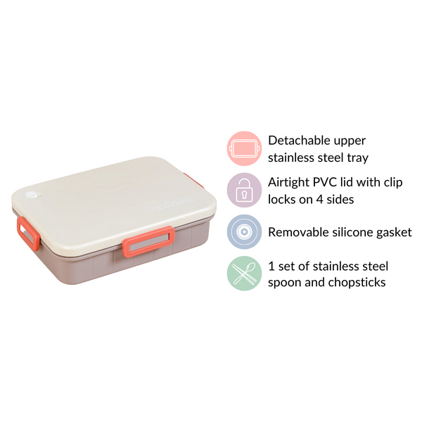 Insulated Bento Lunch Box With 4 Sections 900ml