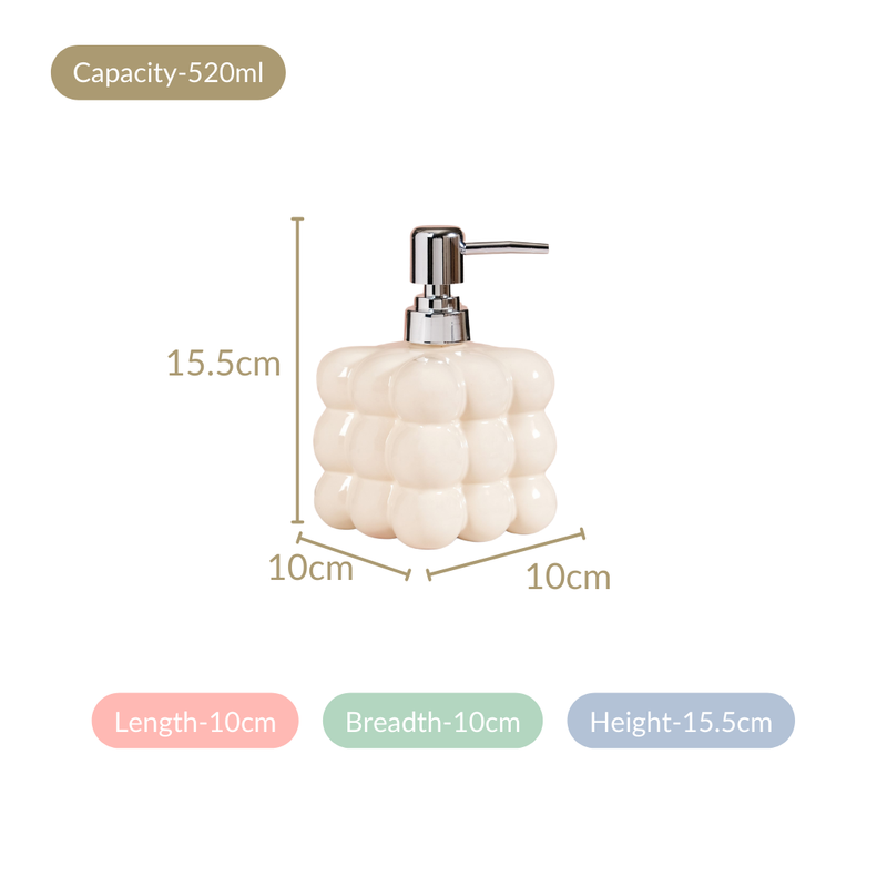 Bubble Ceramic Soap Dispenser White 520ml