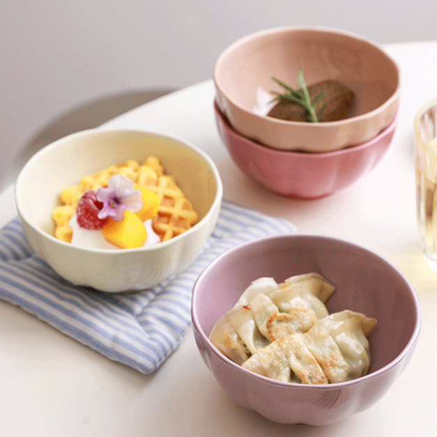 Pastel Gloss Finish Ceramic Bowl Set Of 4 400ml - Snack bowls, ceramic bowls, small bowls, ice cream bowls, ceramic serving bowls