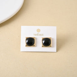 Black And Gold Square Studs