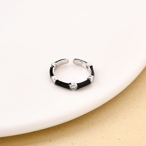 Black And Silver Statement Stone Ring