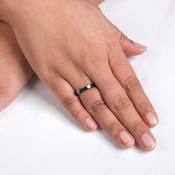 Black And Silver Statement Stone Ring