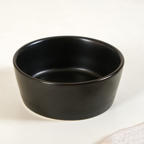 Black Ceramic Bowls Set Of 3 With Bamboo Tray 200ml