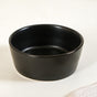 Set Of 3 Solid Black Ceramic Bowls With Bamboo Tray 200ml